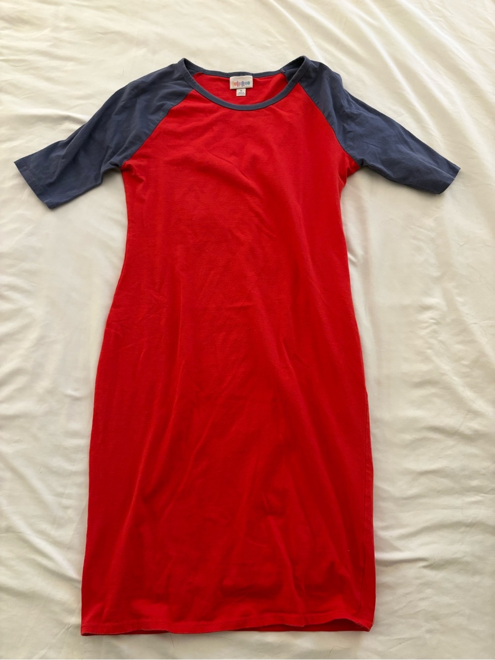 Red and Navy Raglan Midi Dress - Women